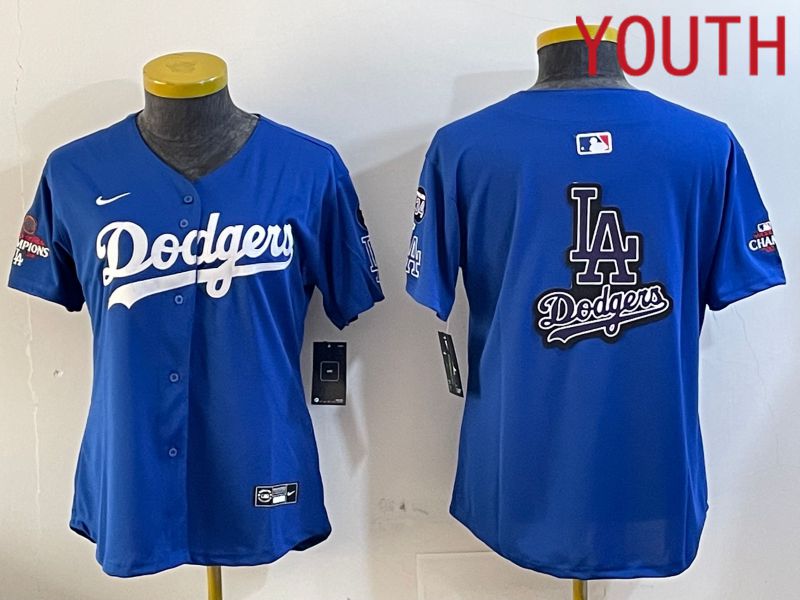 Youth Los Angeles Dodgers Blank Blue Game 2024 Nike MLB Jersey style 12053->youth mlb jersey->Youth Jersey